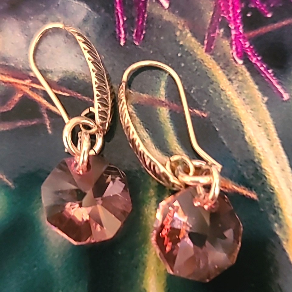 Handmade Earrings: Sterling And Swarovski Pink Cystal